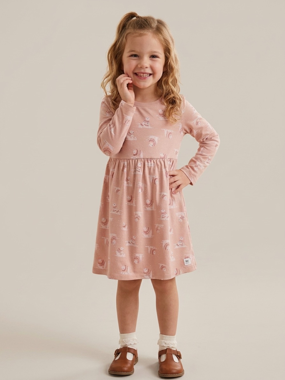 Old Navy Light Pink Kids Dress with Fun Print